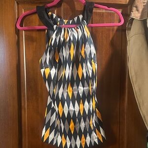 Pinup Couture harlequin Black and Orange Diamond Tank Top